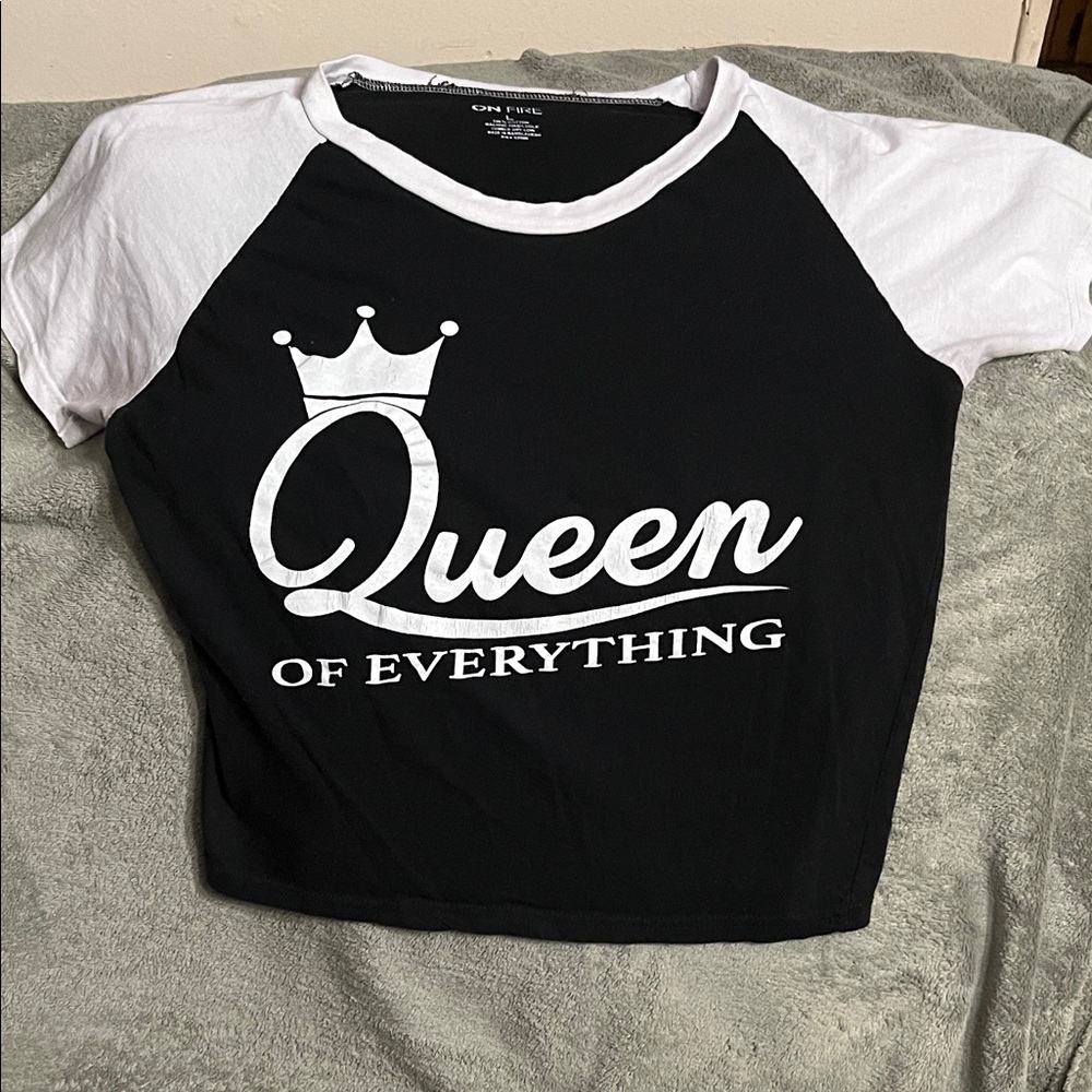 On Fire Black and White Queen Crop Top